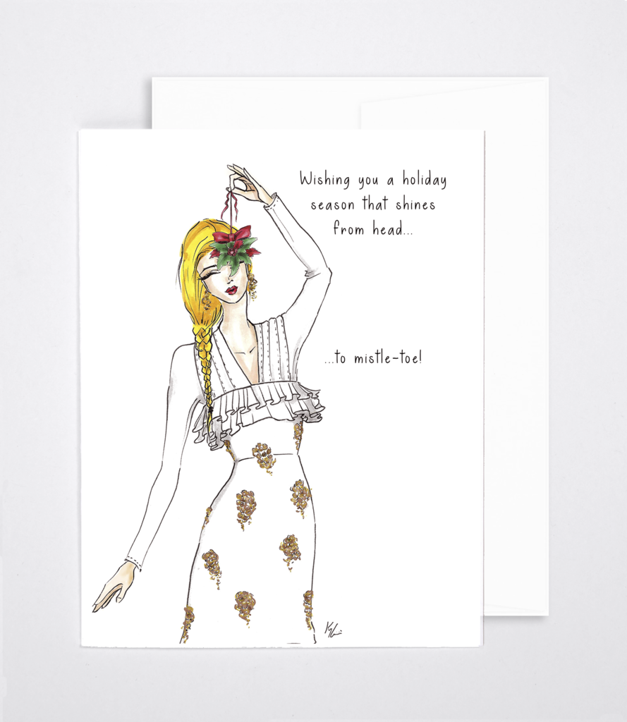 Holiday Mistletoe Fashion Greeting Card