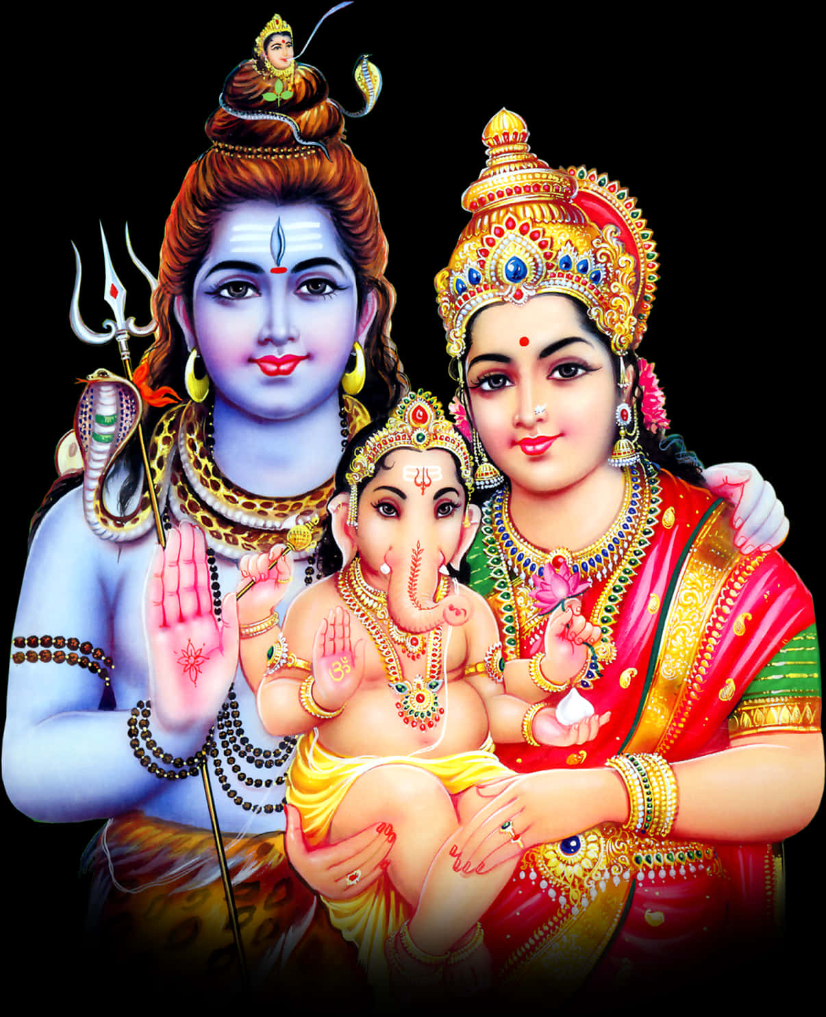 Holy_ Triad_ Shiva_ Parvati_ Ganesha_ Artwork