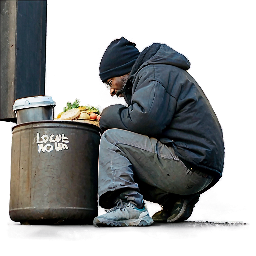 Homeless Man And Soup Kitchen Png Wee