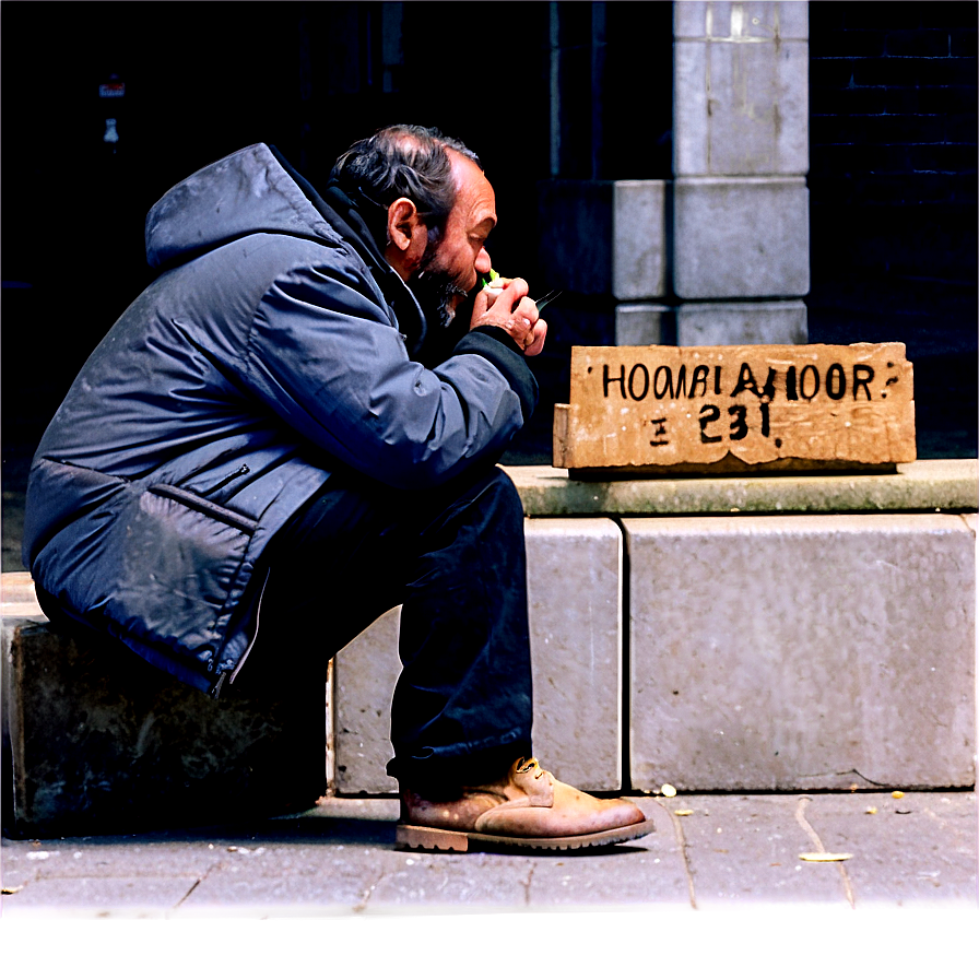 Homeless Man Eating Png 06132024