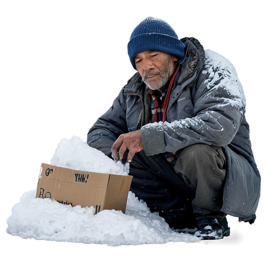 Homeless Man In Snow Png 27