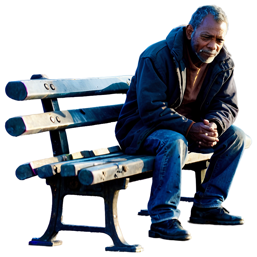 Homeless Man On Bench Png 06132024