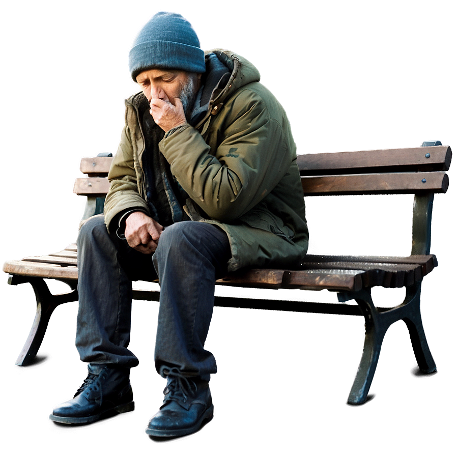 Homeless Man On Bench Png 06132024