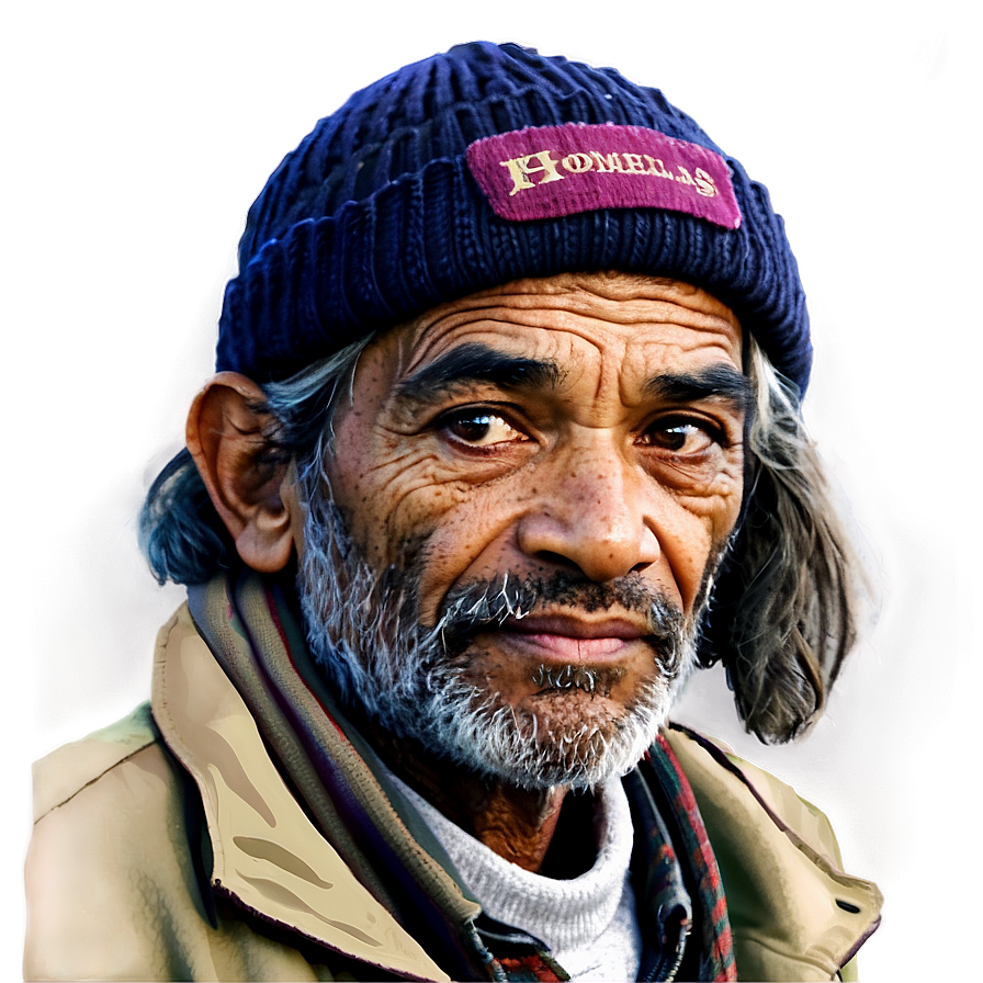 Homeless Man Portrait Png Vtg