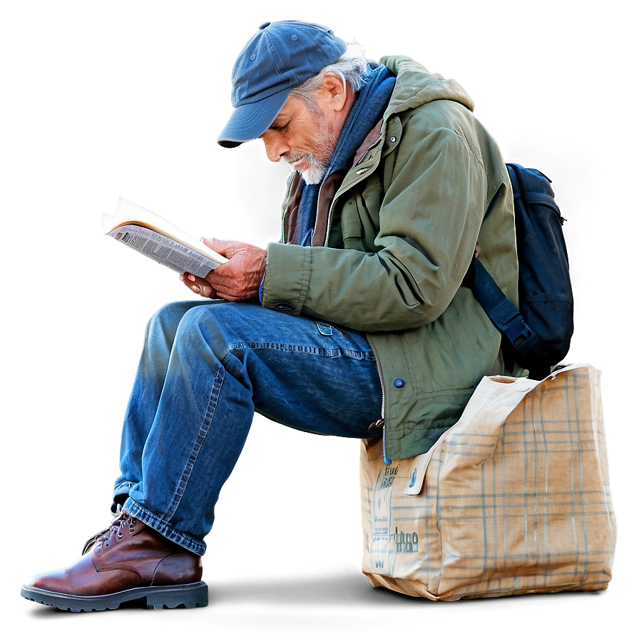 Homeless Man Reading Png 97
