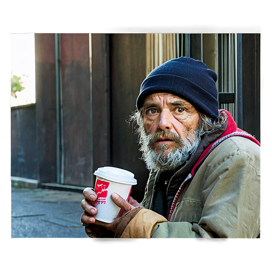 Homeless Man With Cup Png Njk