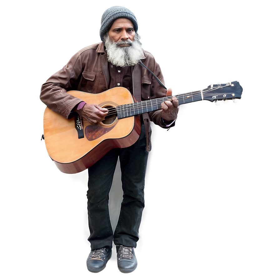 Homeless Man With Guitar Png 06132024