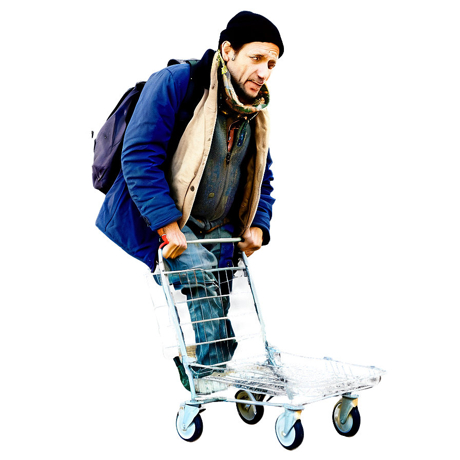Homeless Man With Trolley Png Dei77