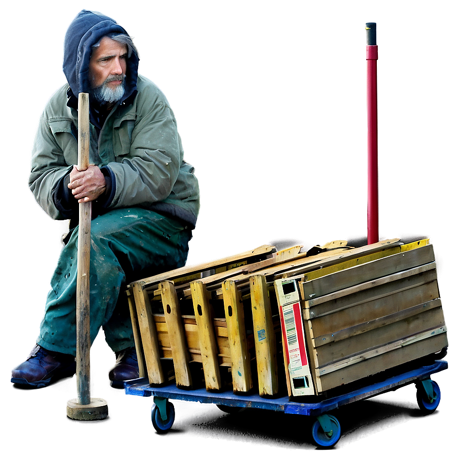 Homeless Man With Trolley Png Xfw55