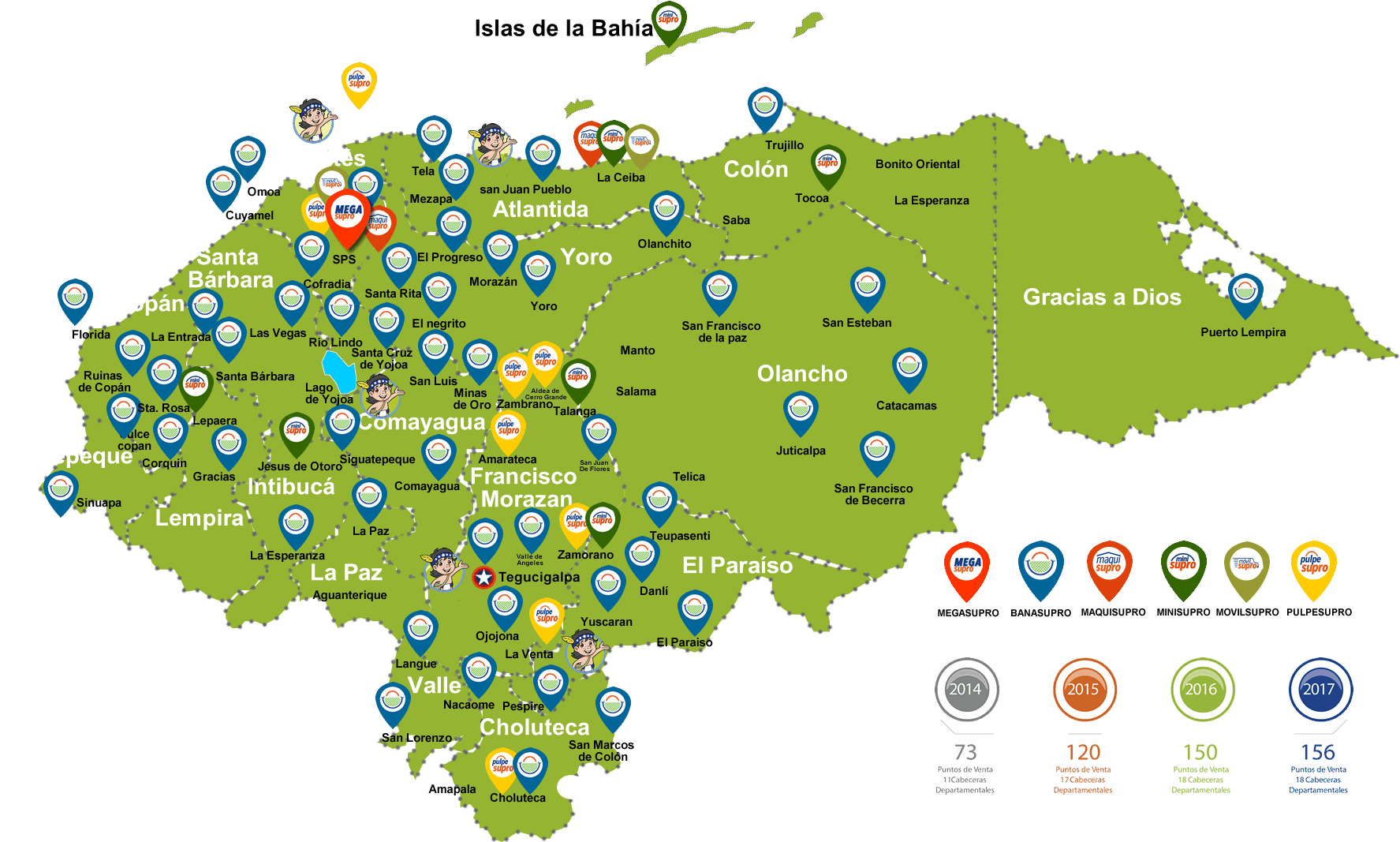 Honduras Mapwith Iconsand Departments