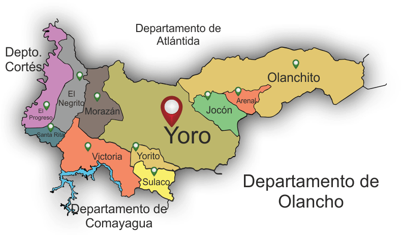 Honduras Yoro Department Map