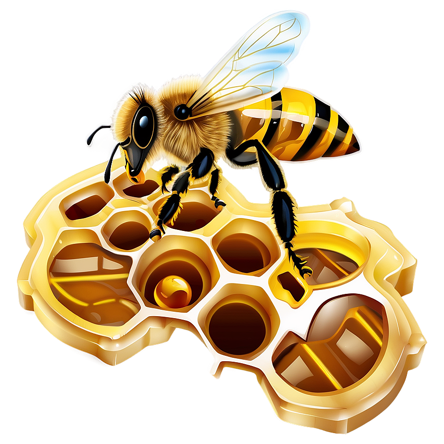 Honeycomb With Bee Png Fci