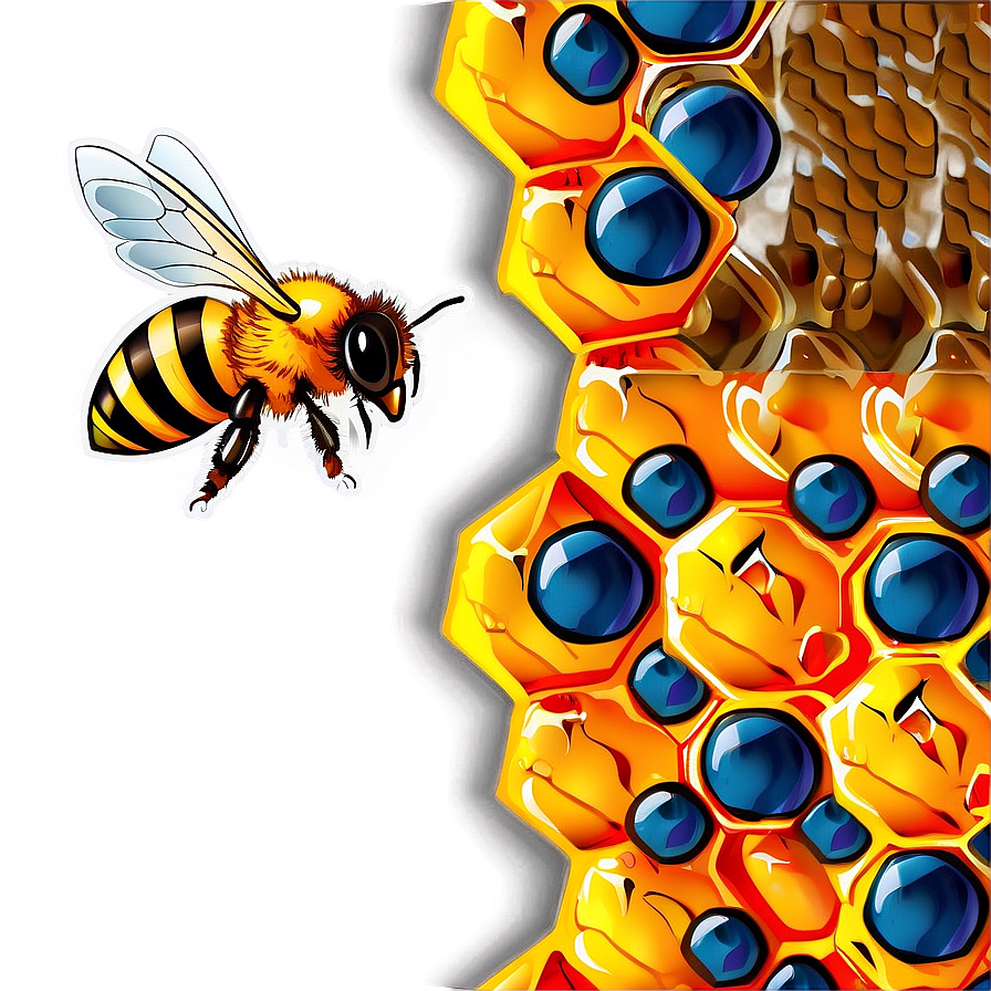 Honeycomb With Bee Png Fin75