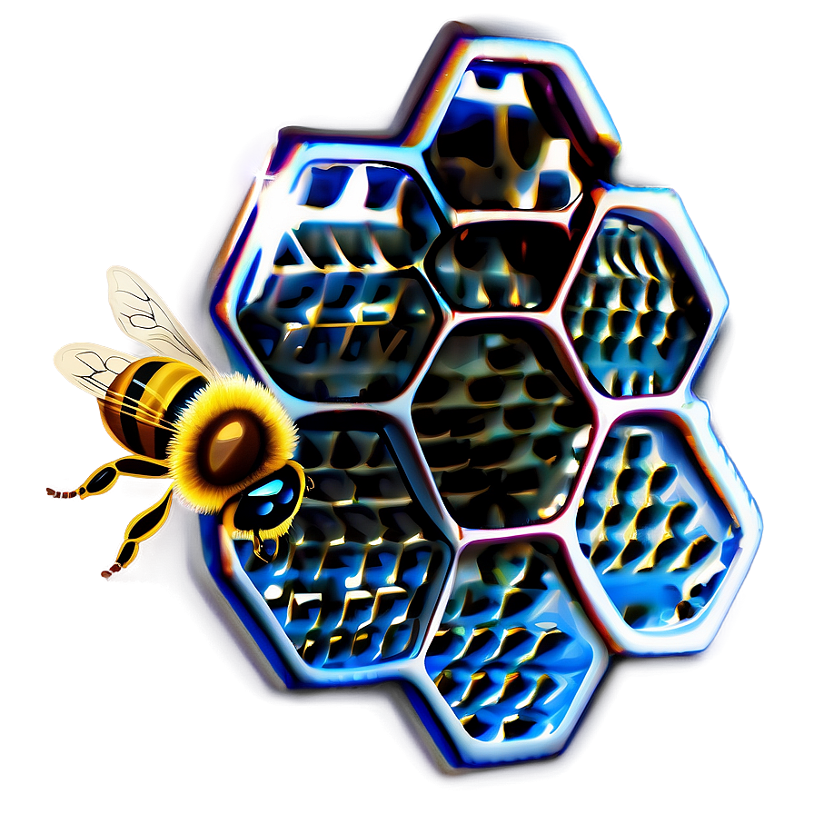 Honeycomb With Bee Png Wib