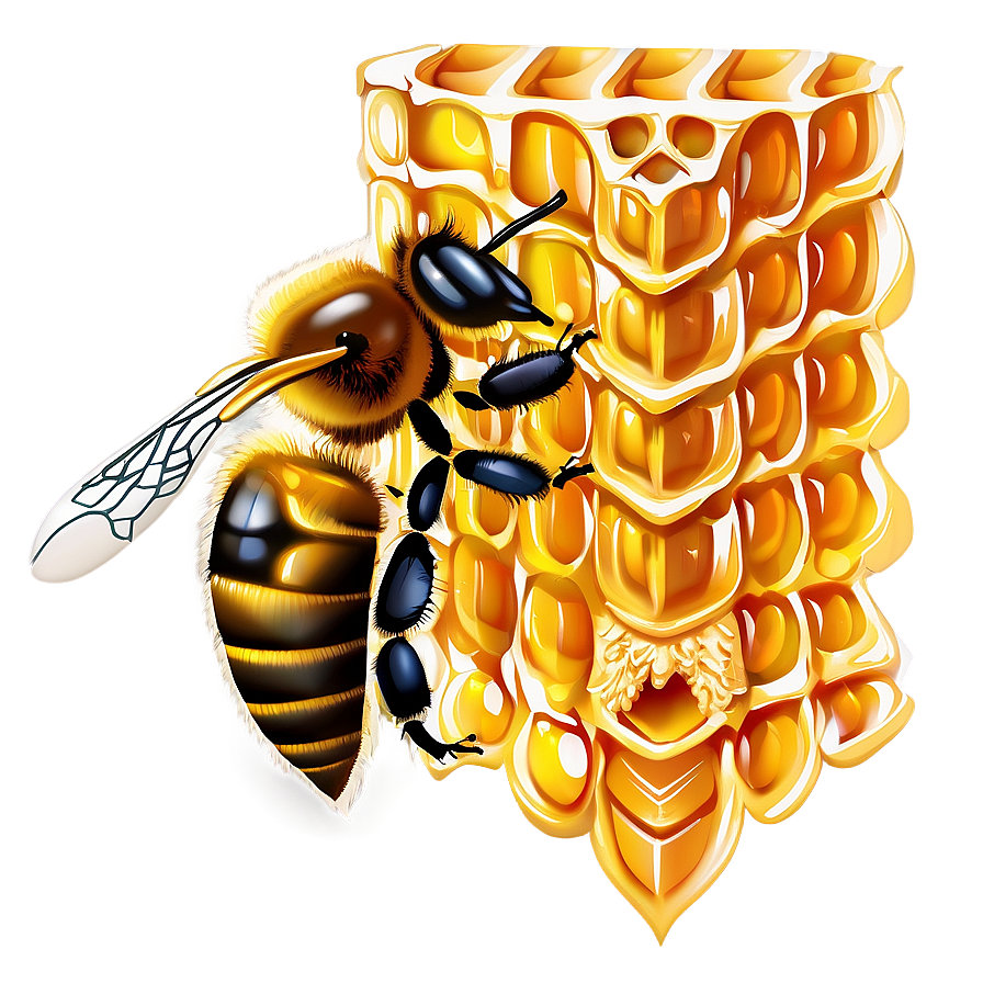 Honeycomb With Bee Png Xqe