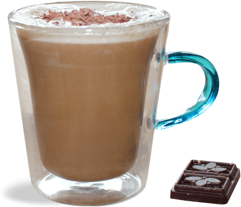 Hot Chocolate Glass Mugwith Chocolate Piece