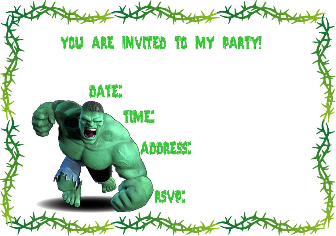 Hulk Party Invitation Template