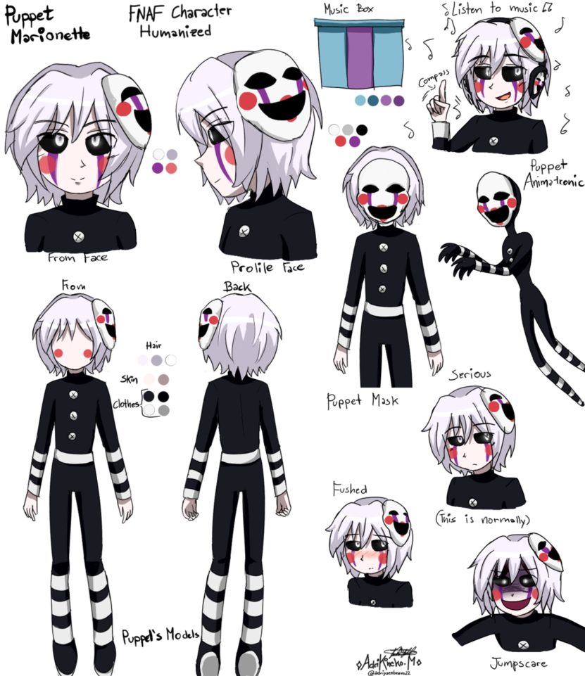 Humanized Puppet Character Design F N A F