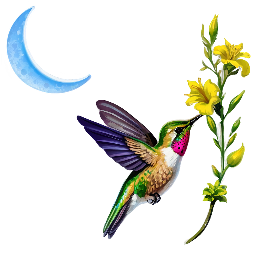 Hummingbird And Moon Png 86