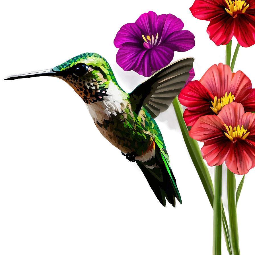 Hummingbird With Flowers Png Urk83