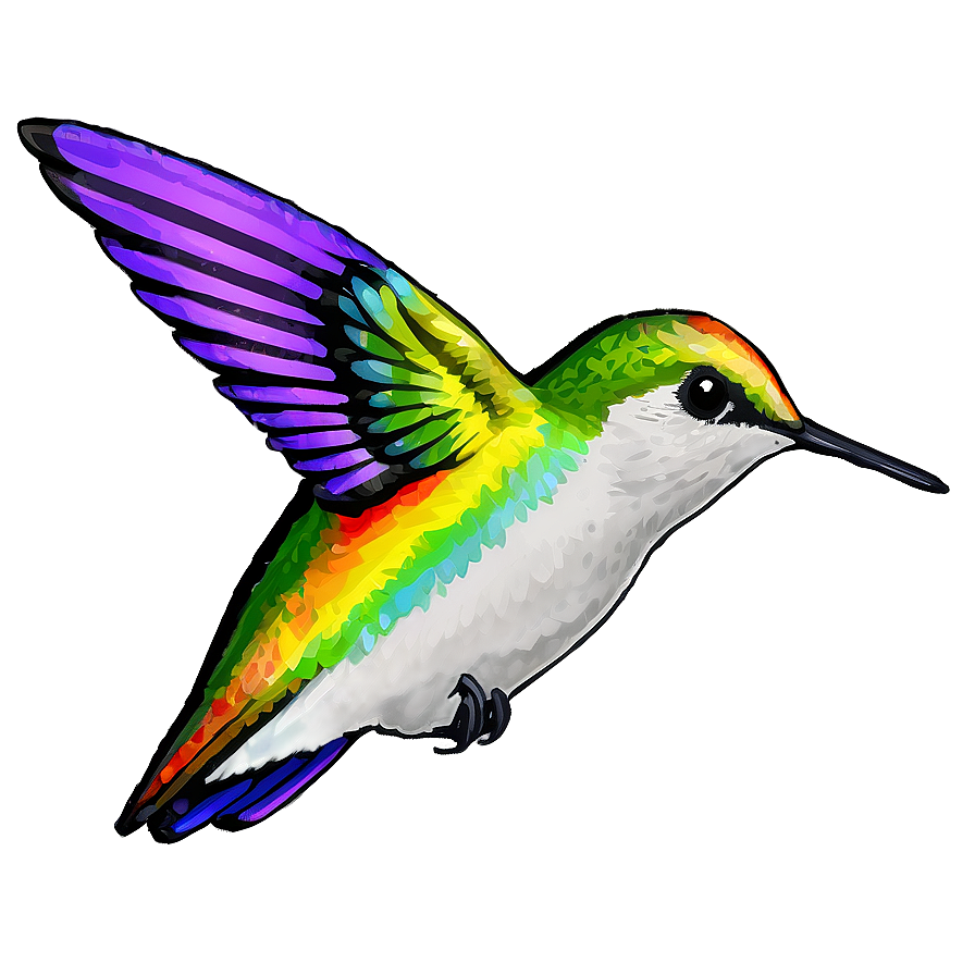 Hummingbird With Rainbow Png 95