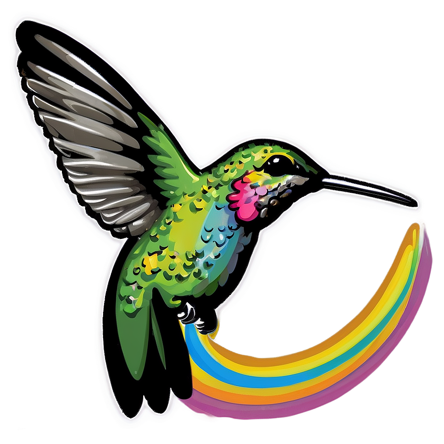 Hummingbird With Rainbow Png Kvr