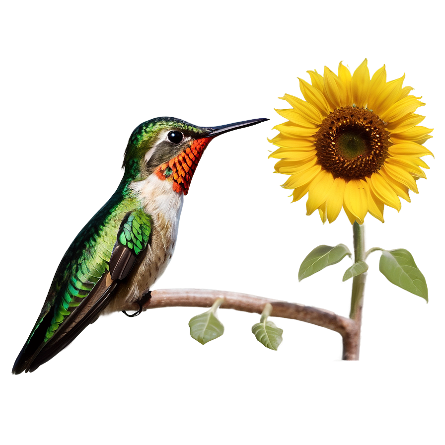 Hummingbird With Sunflower Png Chh76