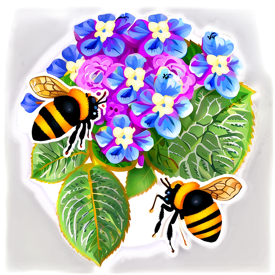 Hydrangea With Bees Png 05242024