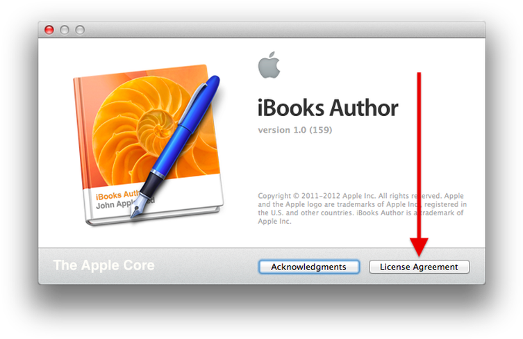 I Books Author License Agreement Screen