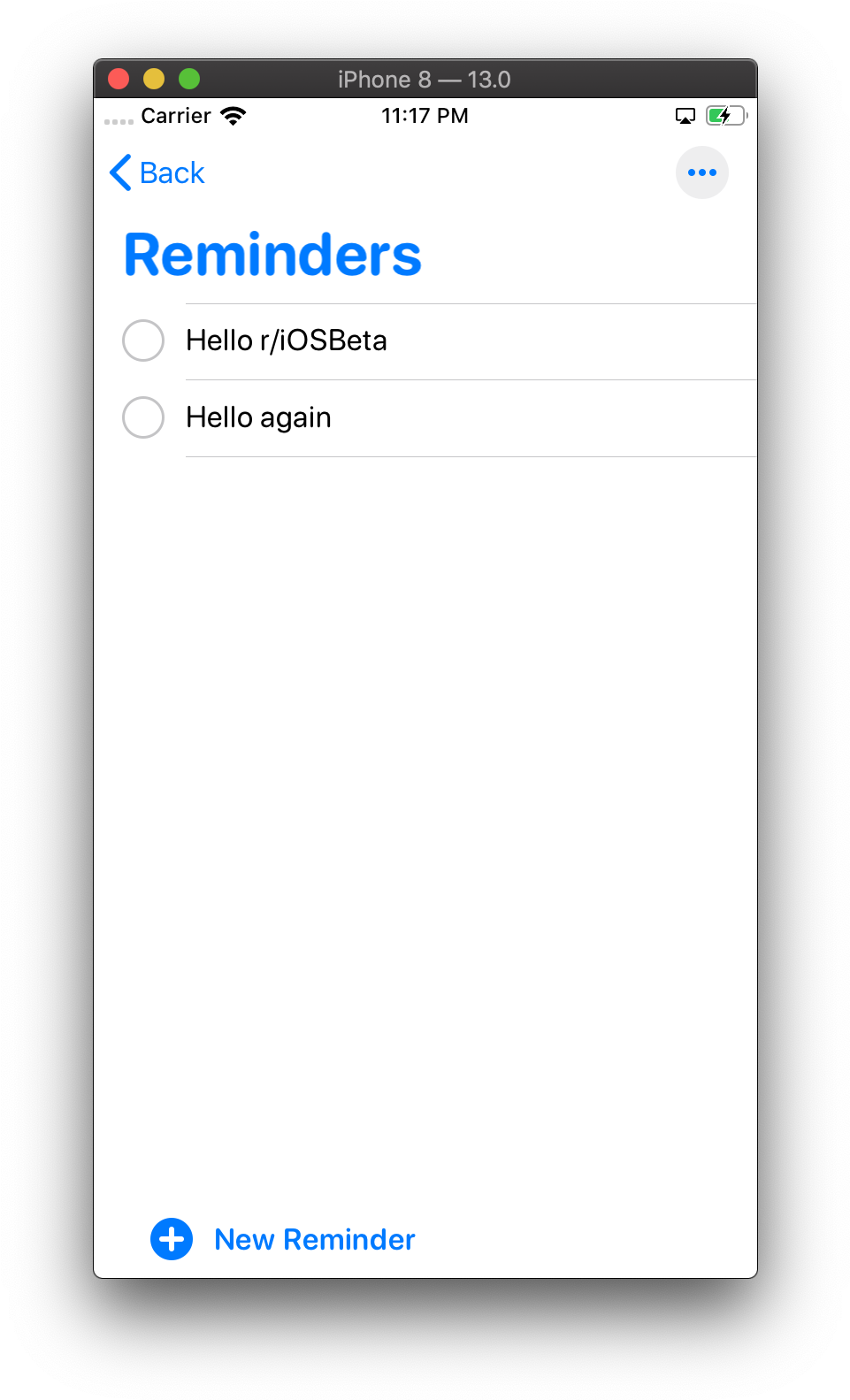 I Phone Reminders App Screenshot