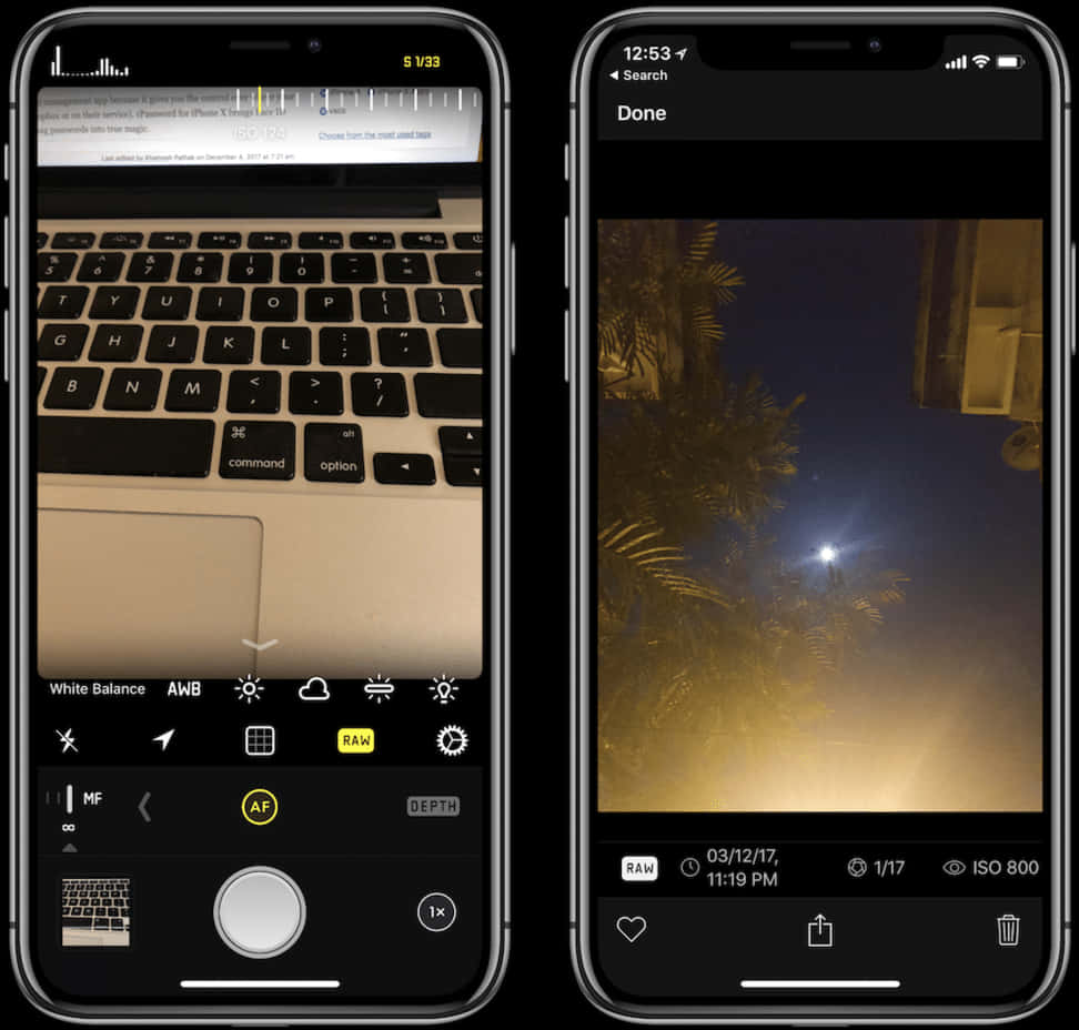 I Phone12 Camera Interface Night Photography