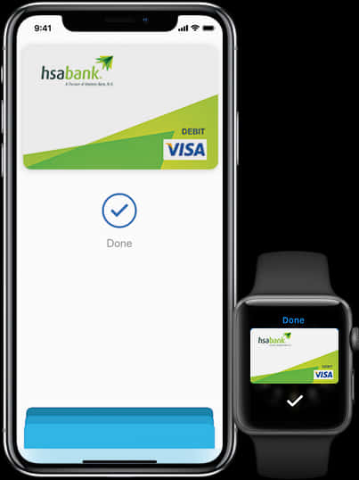 I Phoneand Apple Watch Displaying Debit Card