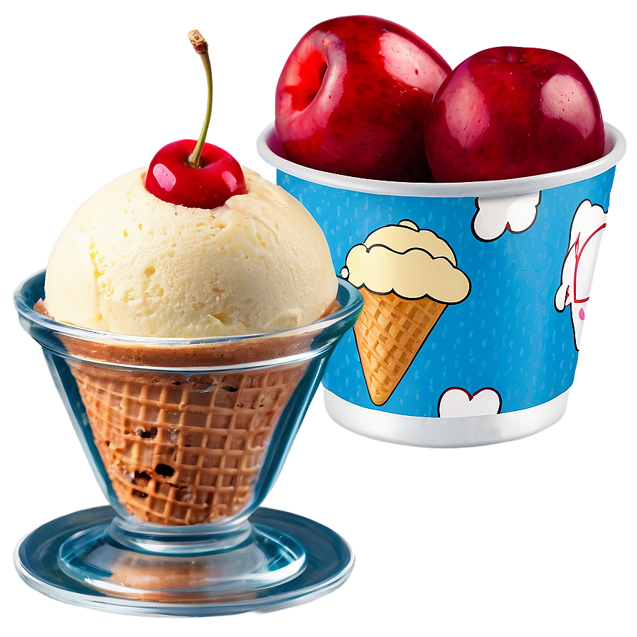 Ice Cream Cup With Cherry Png Hey