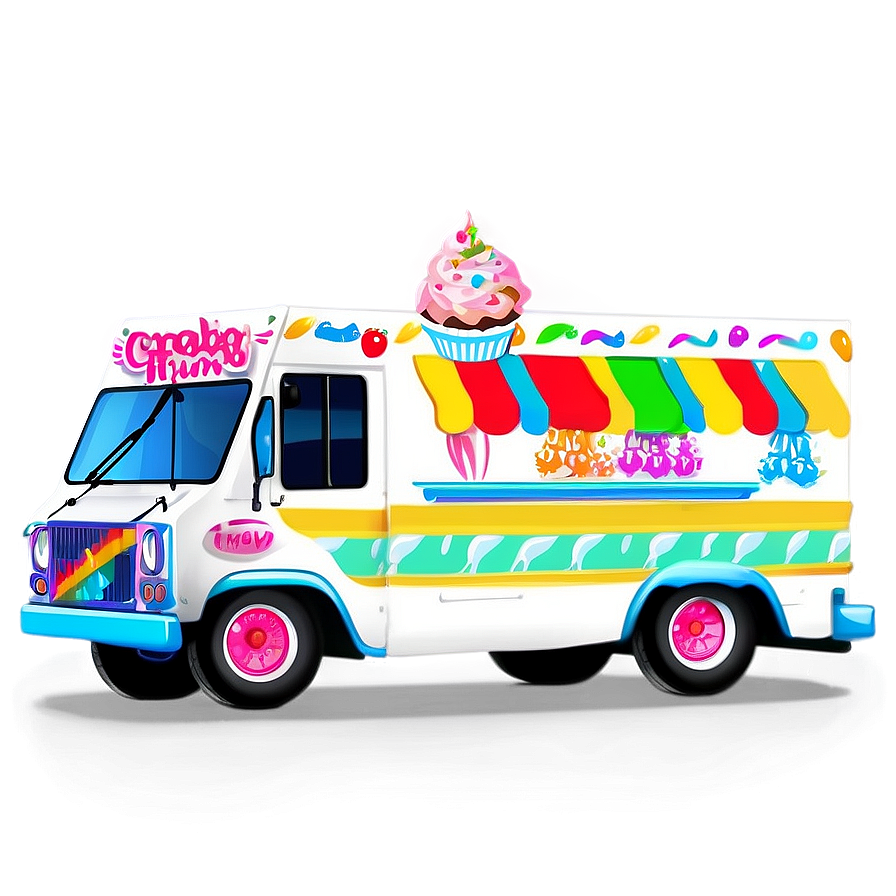 Ice Cream Truck On City Street Png Jeg