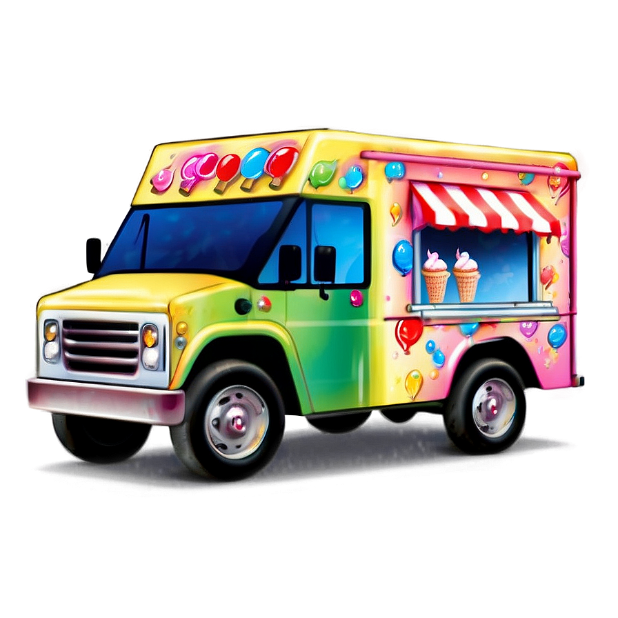 Ice Cream Truck With Bright Lights Png Ybc