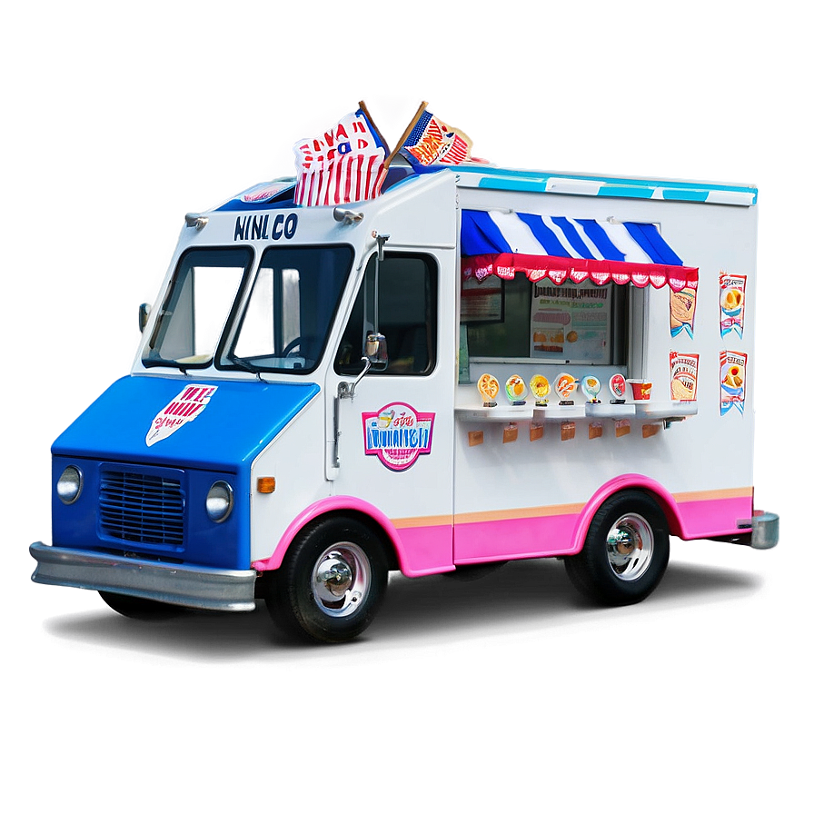 Ice Cream Truck With Flags Png 40