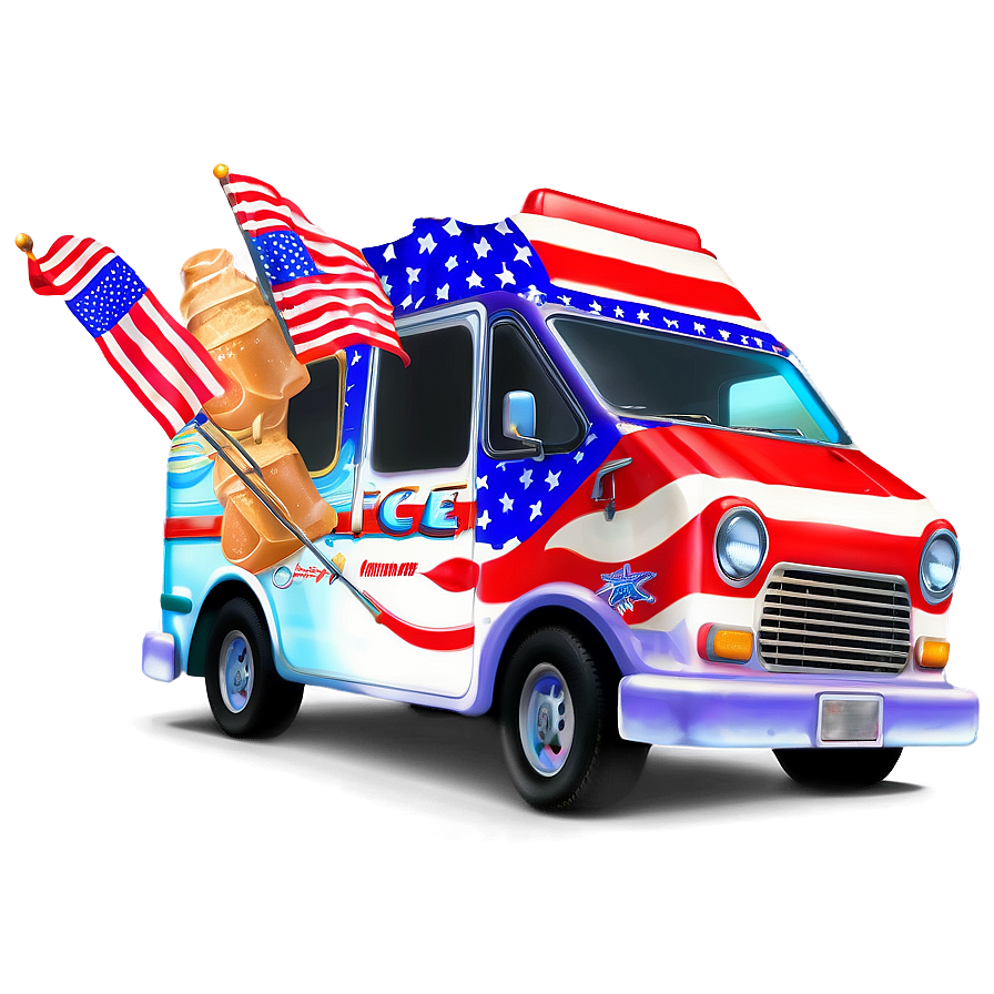 Ice Cream Truck With Flags Png Luw27