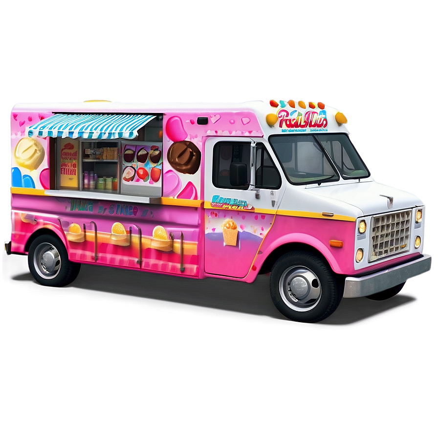 Ice Cream Truck With Flavor Menu Png Cyf