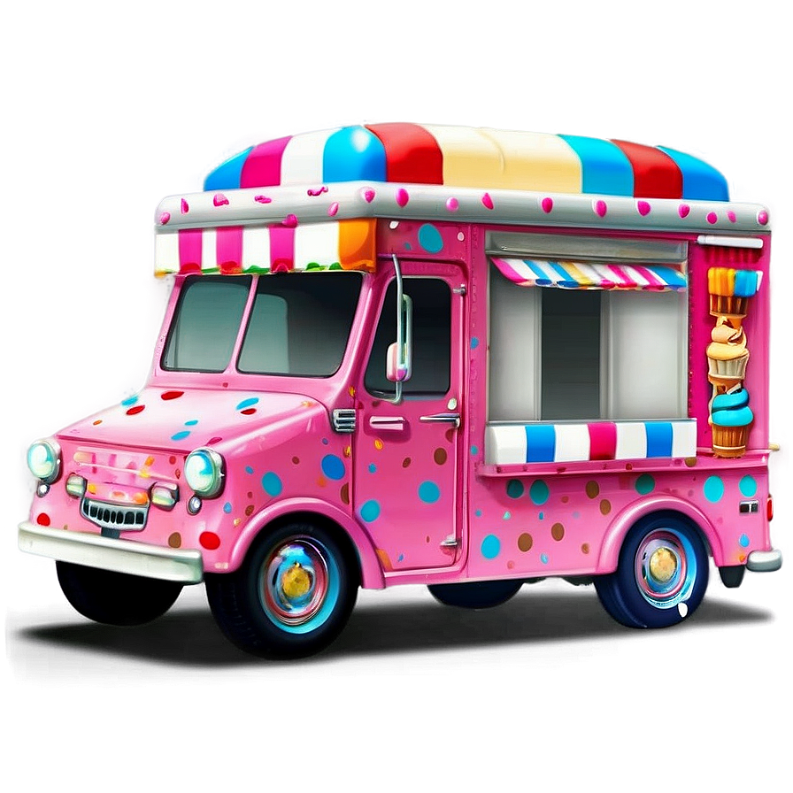 Ice Cream Truck With Polka Dots Png Aqj60