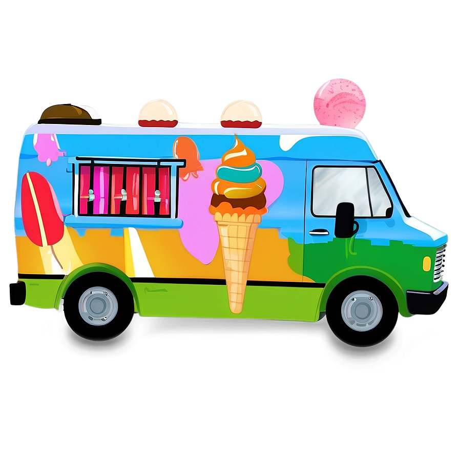 Ice Cream Van Illustration Png Qqw