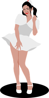 Iconic White Dress Vector Illustration