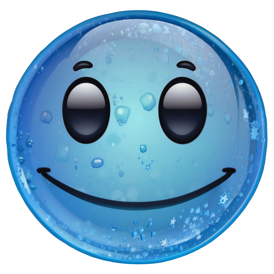 Icy Blue Smiling Face Emoji Png 80