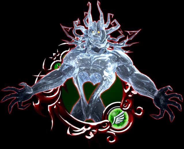 Icy Demonic Figurewith Heart Background