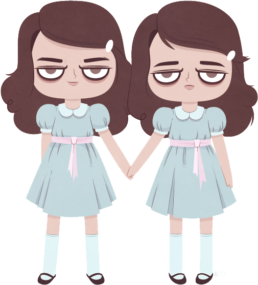 Identical Cartoon Twins_ Holding Hands