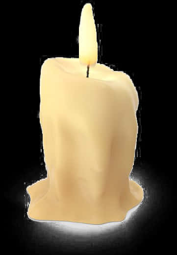 Illuminated Beige Candleon Black Background.jpg