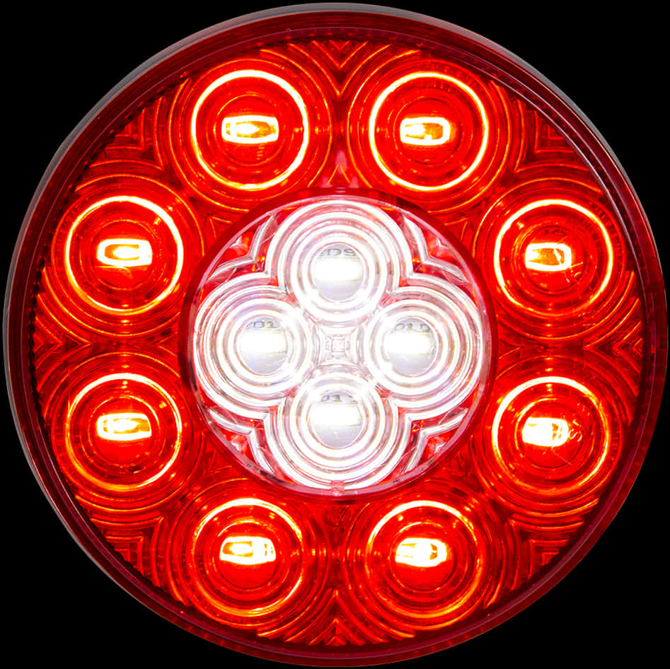 Illuminated Red Traffic Light Closeup