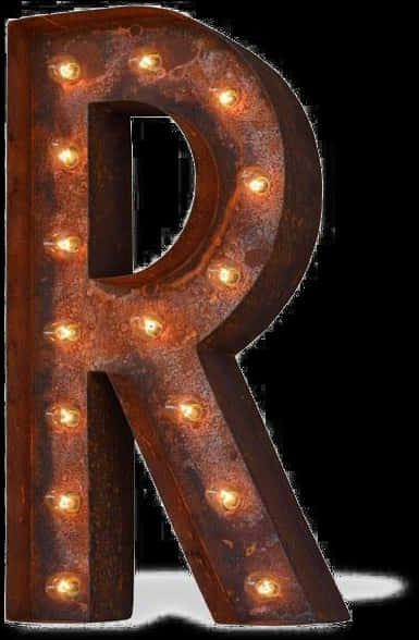 Illuminated Rustic Metal Letter R