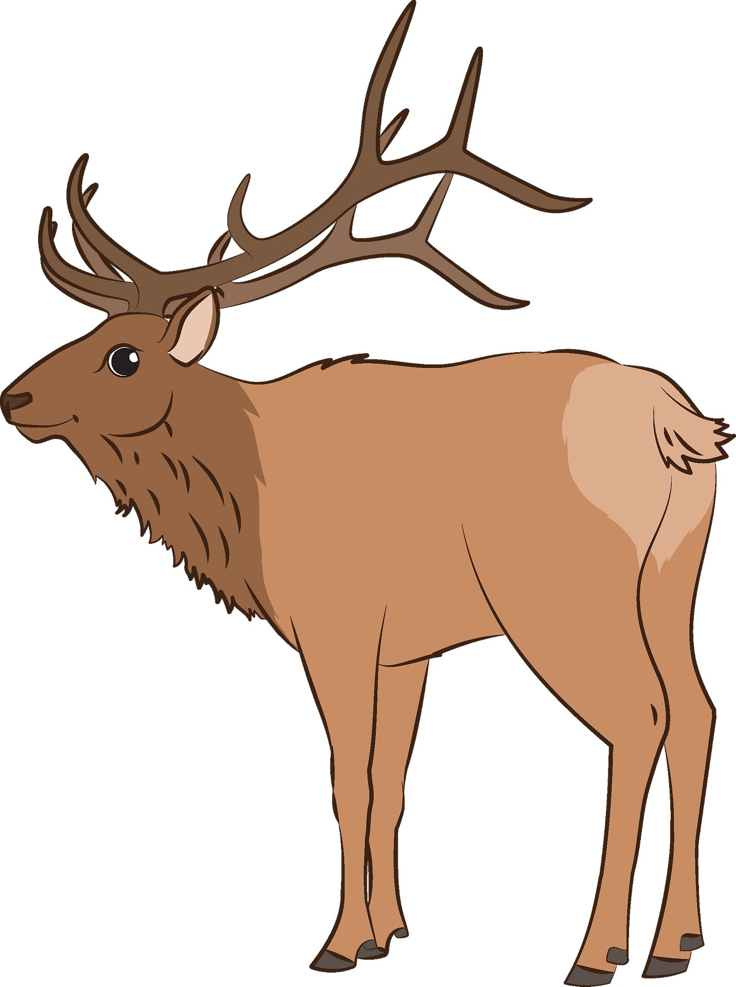 Illustrated Elk Standing Side View