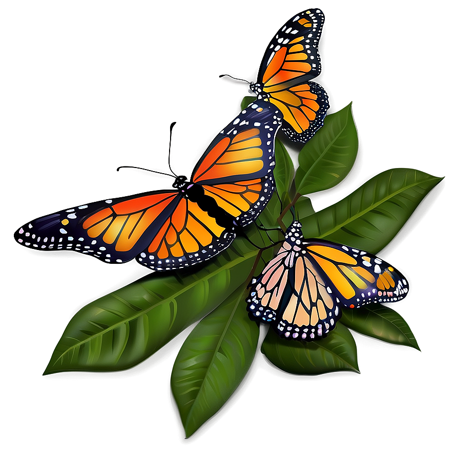 Illustrated Monarch Butterflies Png Srl