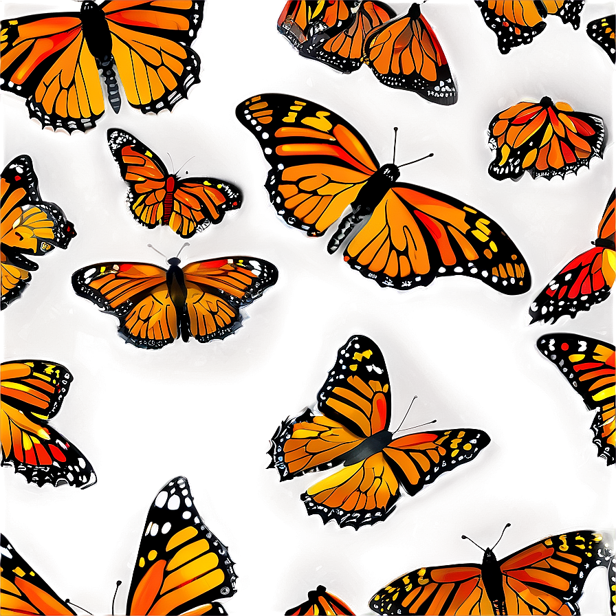 Illustrated Monarch Butterflies Png Urp51